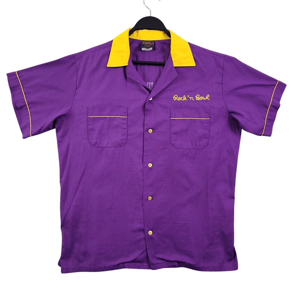 Hilton Bowling Shirt Men L Rock n Bowl New Orleans VTG 90s Rockabilly USA Made